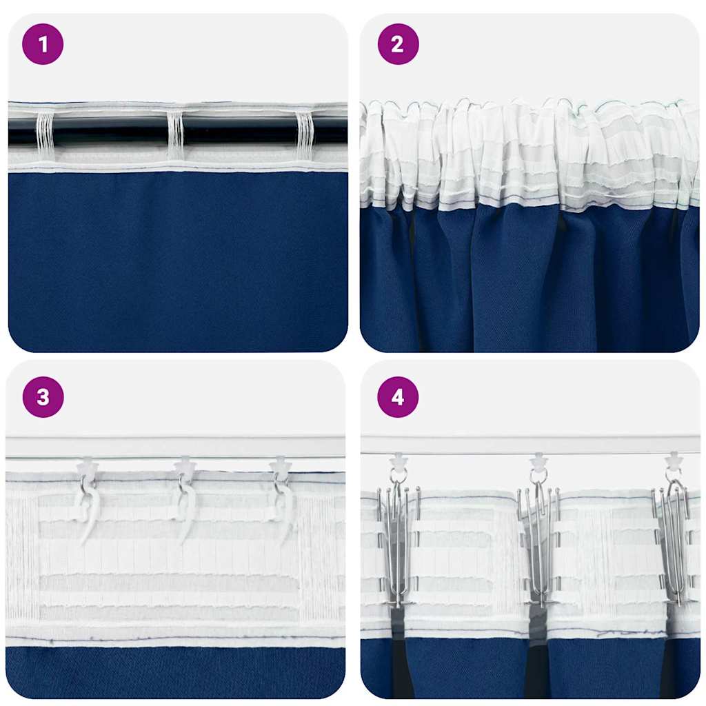 Blackout Curtains with Curtains Dark Blue Polyester