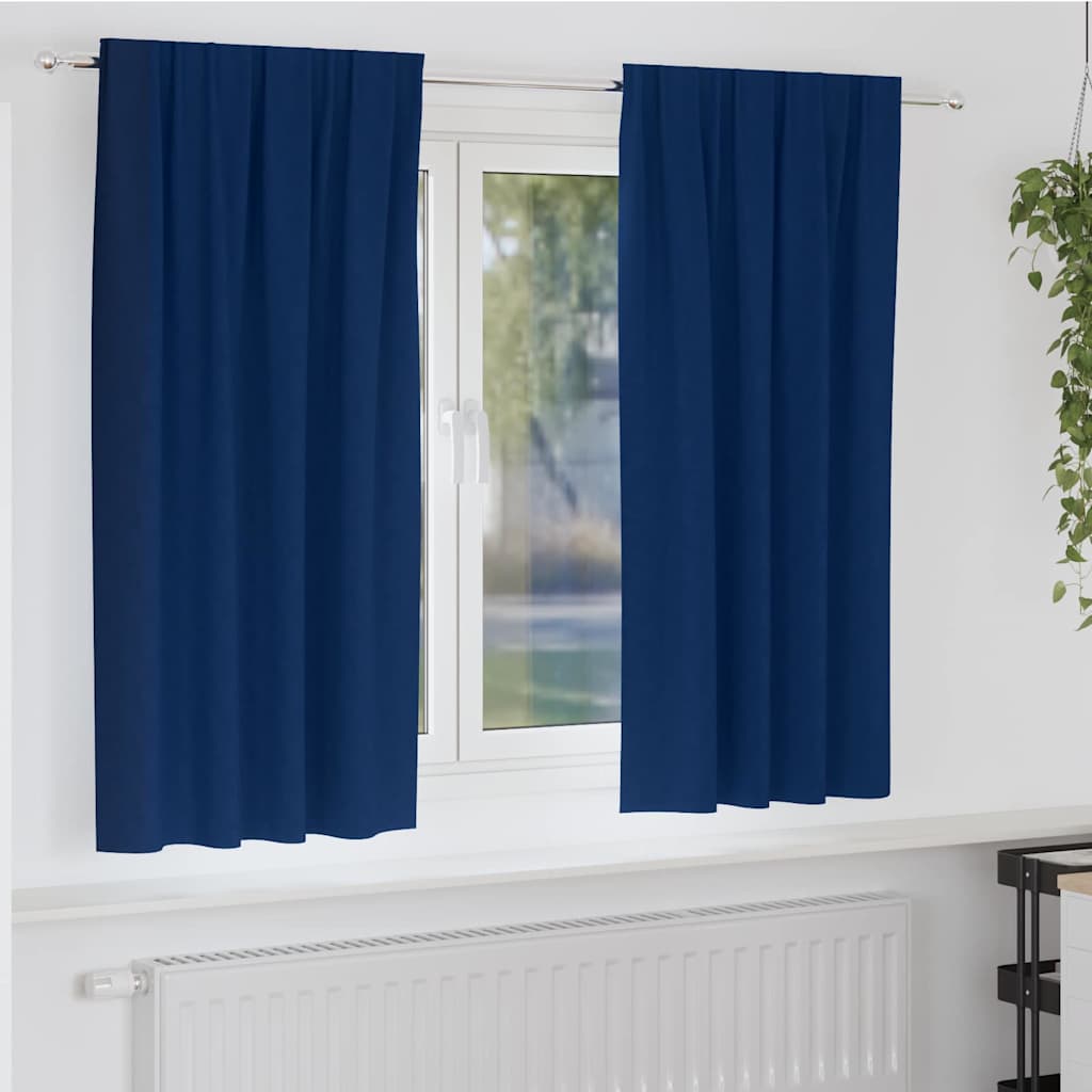 Blackout Curtains with Curtains Dark Blue Polyester