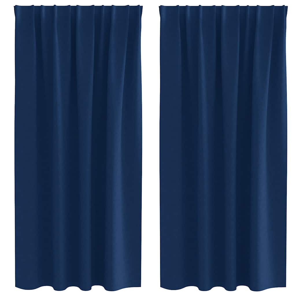 Blackout Curtains with Curtains Dark Blue Polyester