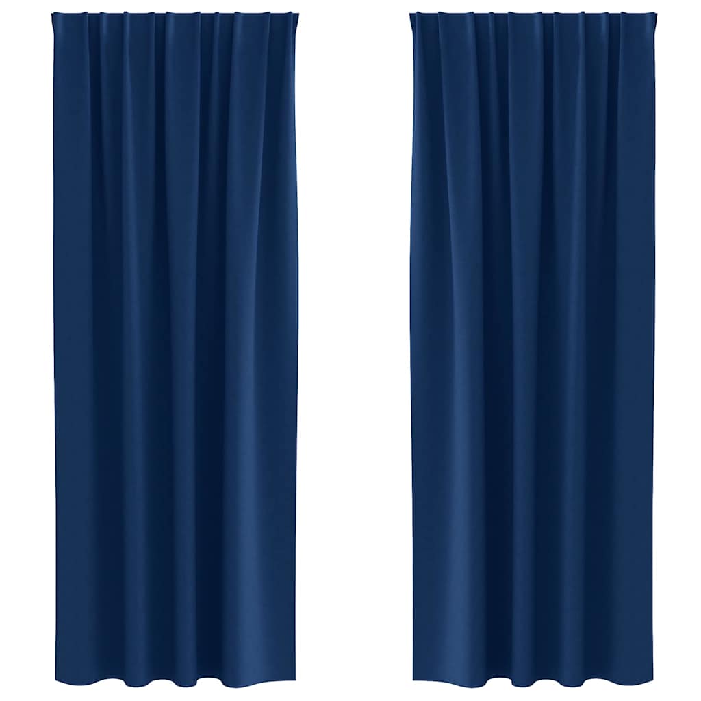 Blackout Curtains with Curtains Dark Blue Polyester