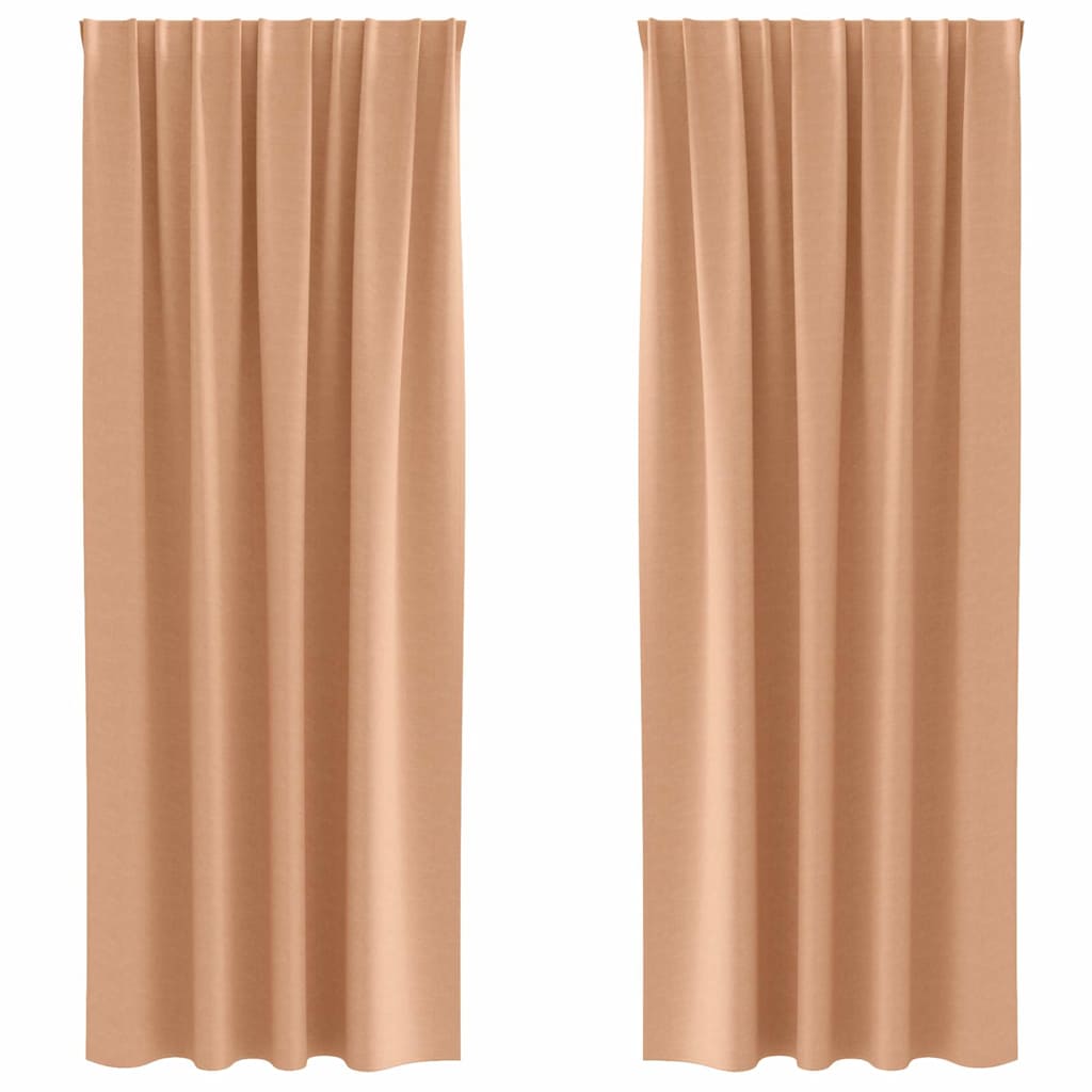 Blackout Curtains with Curtains Light Brown Polyester