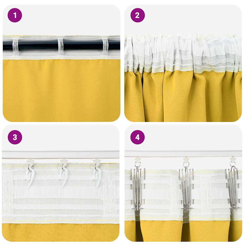 Blackout Curtains with Curtains Mustard Yellow Polyester