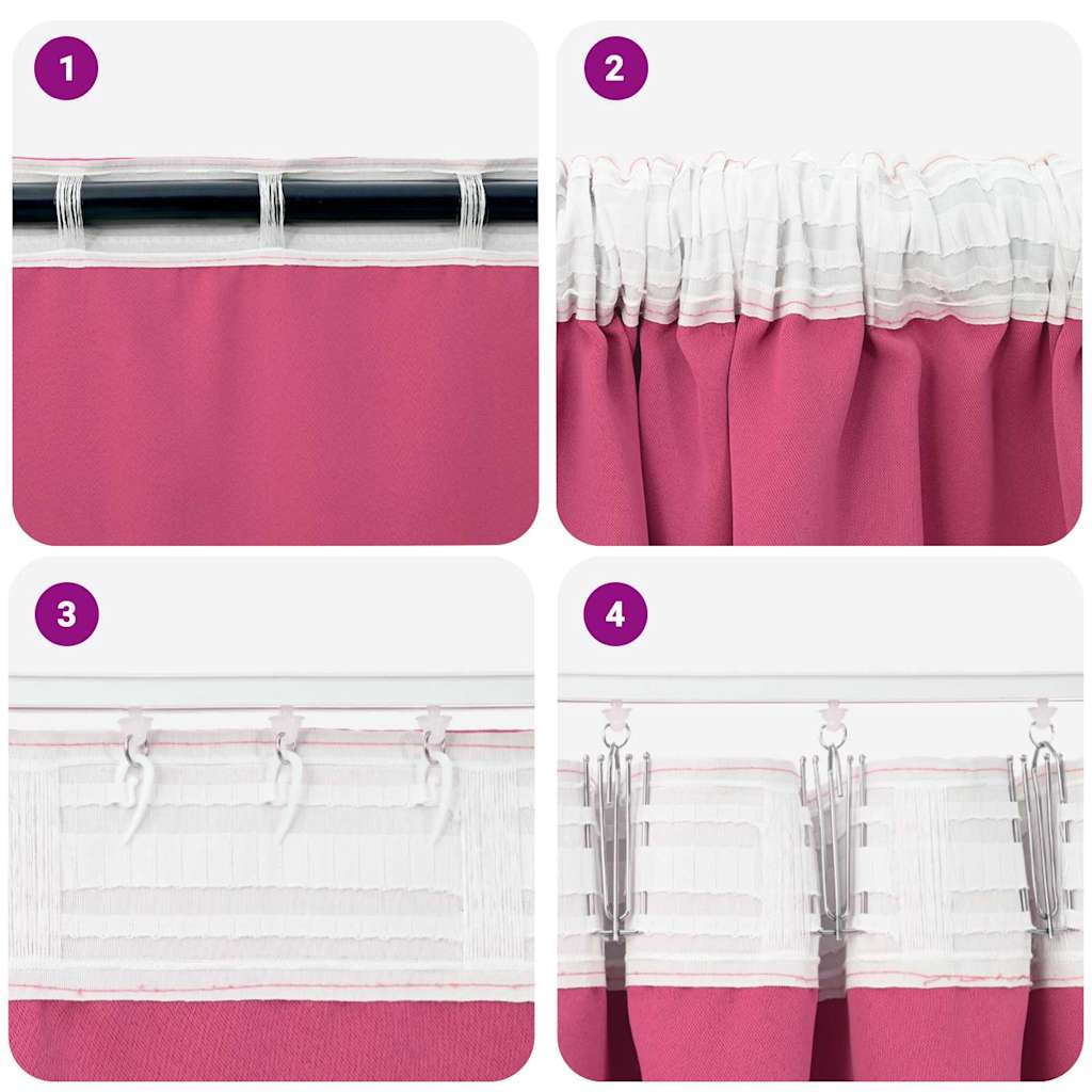 Blackout Curtains with Curtains Bright Pink Polyester