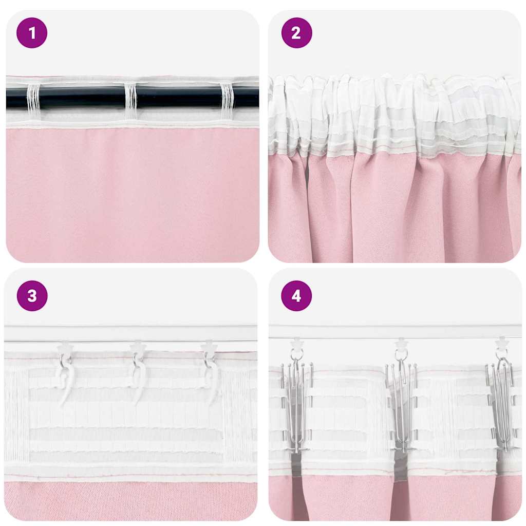 Blackout Curtains with Curtains Baby Pink Polyester