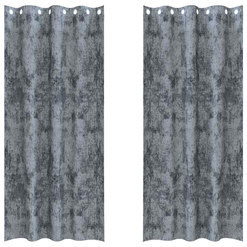 Curtain with Curtains 2 pcs Silver grey 225 x 140 cm Velvet