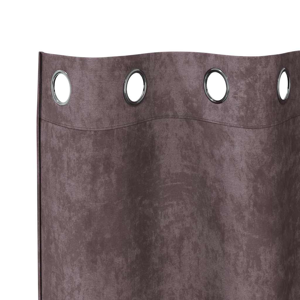 Curtain with Curtains 2 pcs Brown 175 x 140 cm Velvet