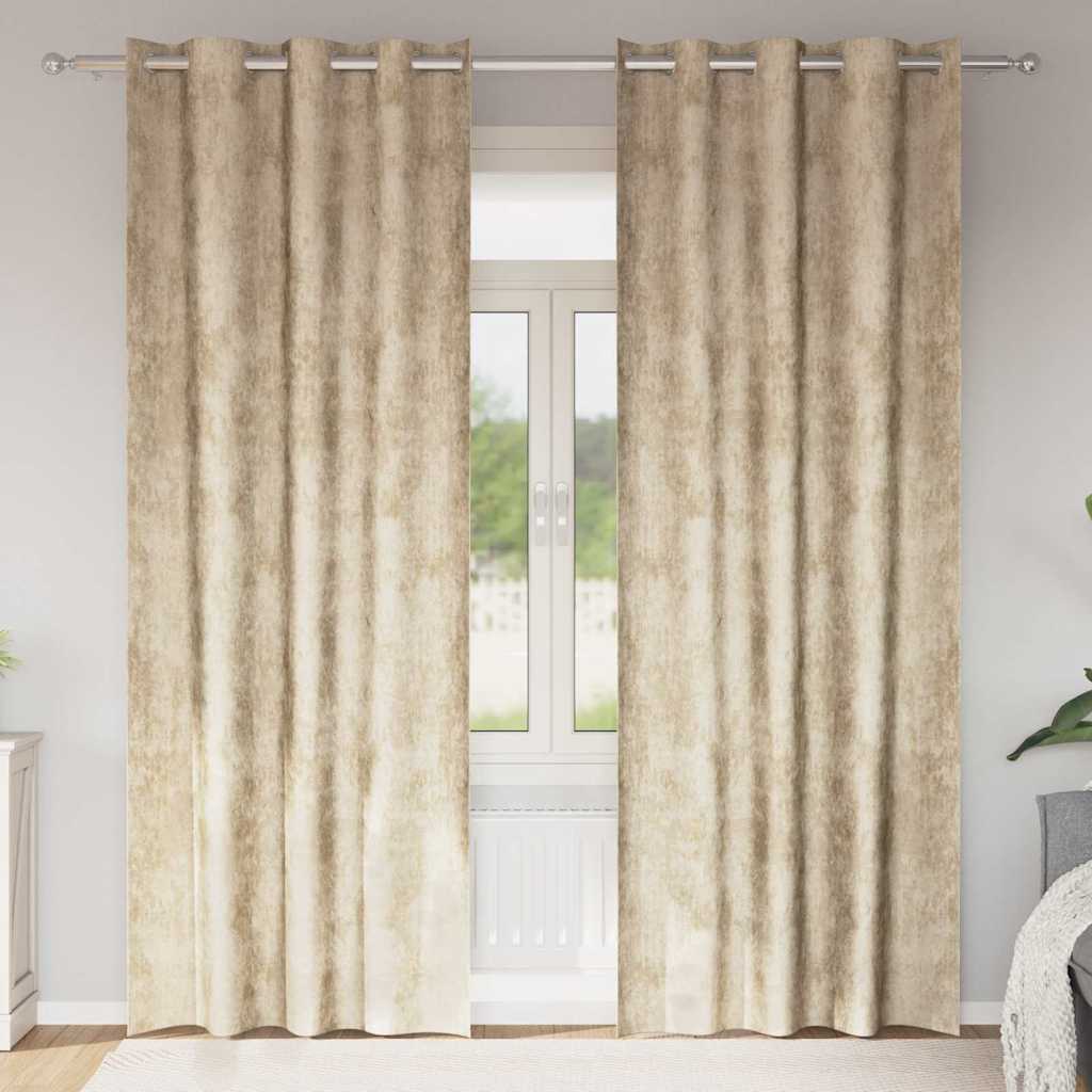 Curtain with Curtains 2 pcs Cream 260 x 140 cm Velvet