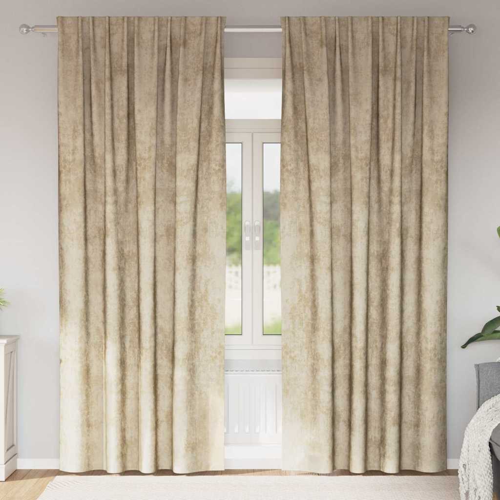 Curtain with Curtains 2 pcs Cream 245 x 140 cm Velvet