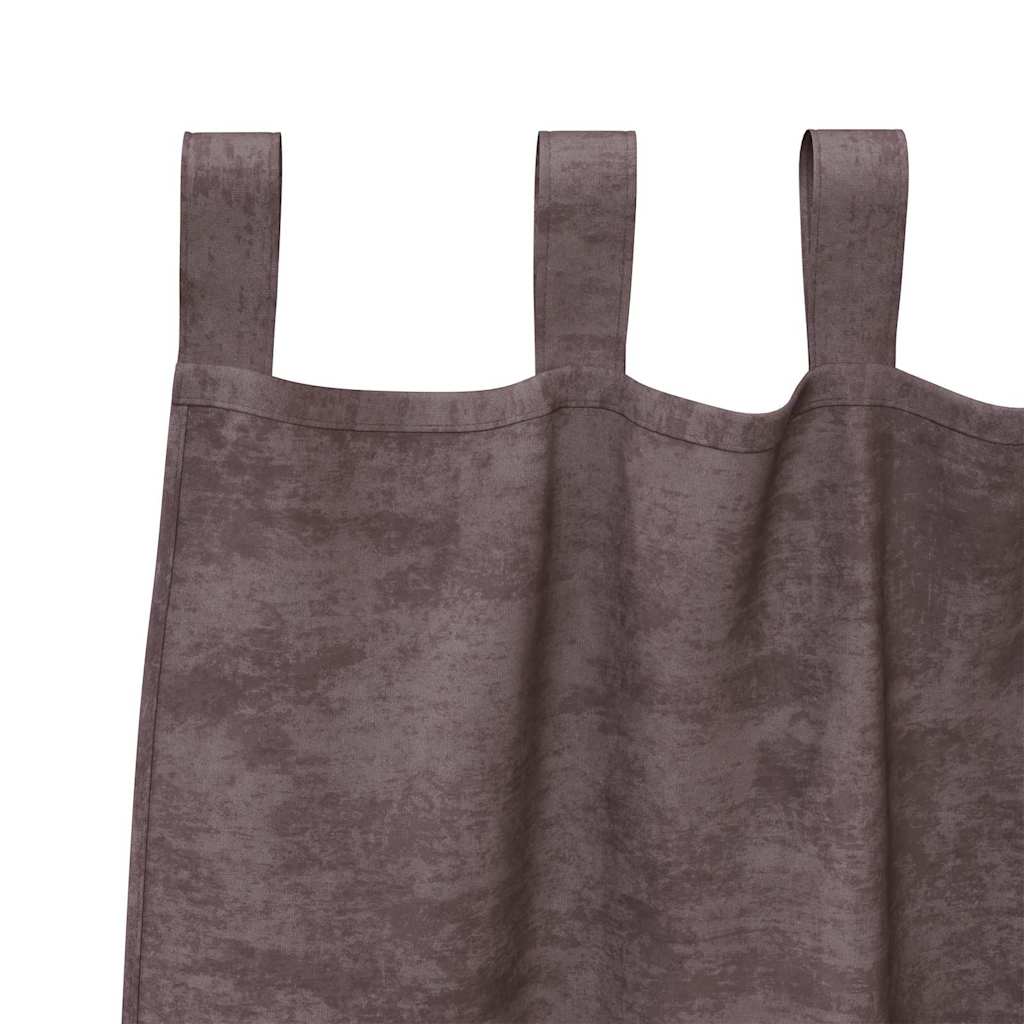 Curtain with Curtains 2 pcs Brown 175 x 140 cm Velvet