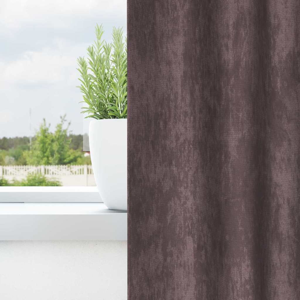Curtain with Curtains 2 pcs Brown 175 x 140 cm Velvet