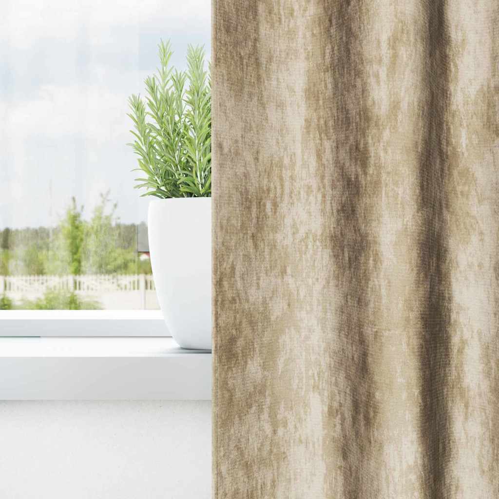 Curtain with Curtains 2 pcs Cream 175 x 140 cm Velvet