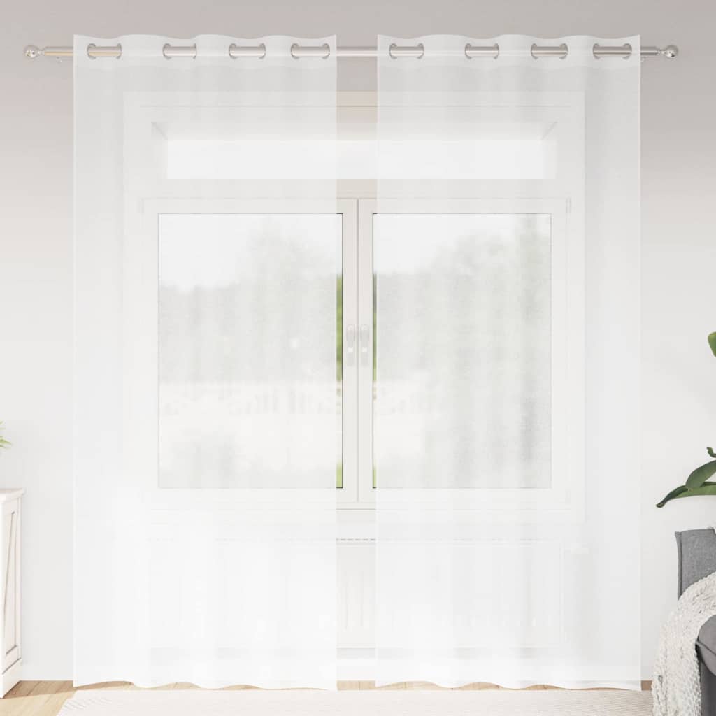 Curtains with Curtains 2 pcs White 140x260cm Polyester