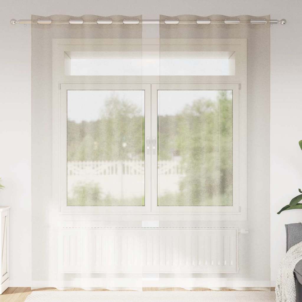 Curtains with Curtains 2 pcs Sand 140x260cm Polyester