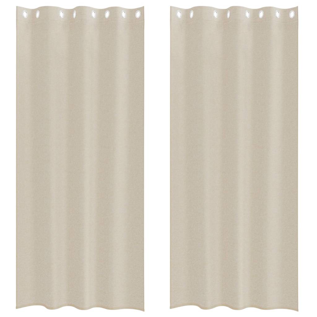 Curtains with Curtains 2 pcs Sand 140x260cm Polyester