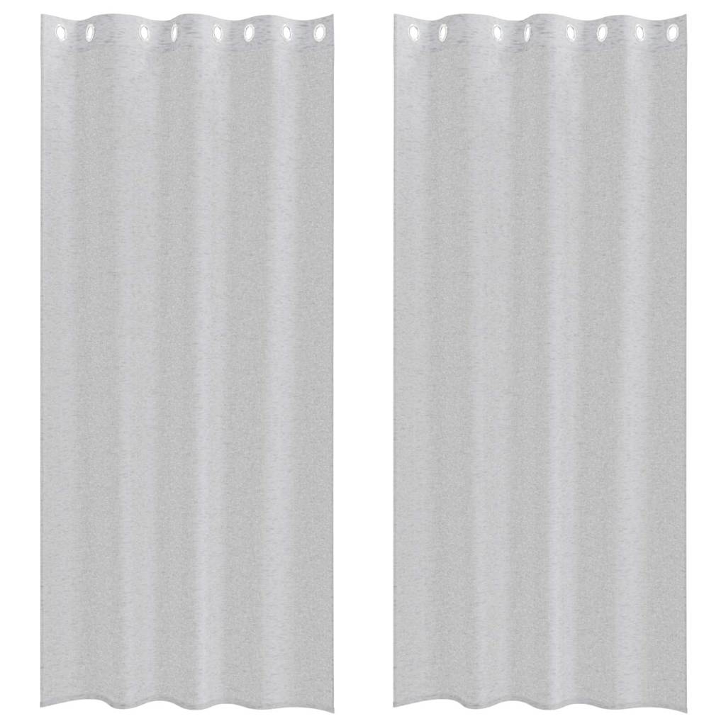 Curtains with Curtains 2 pcs Light grey 140x260cm Polyester