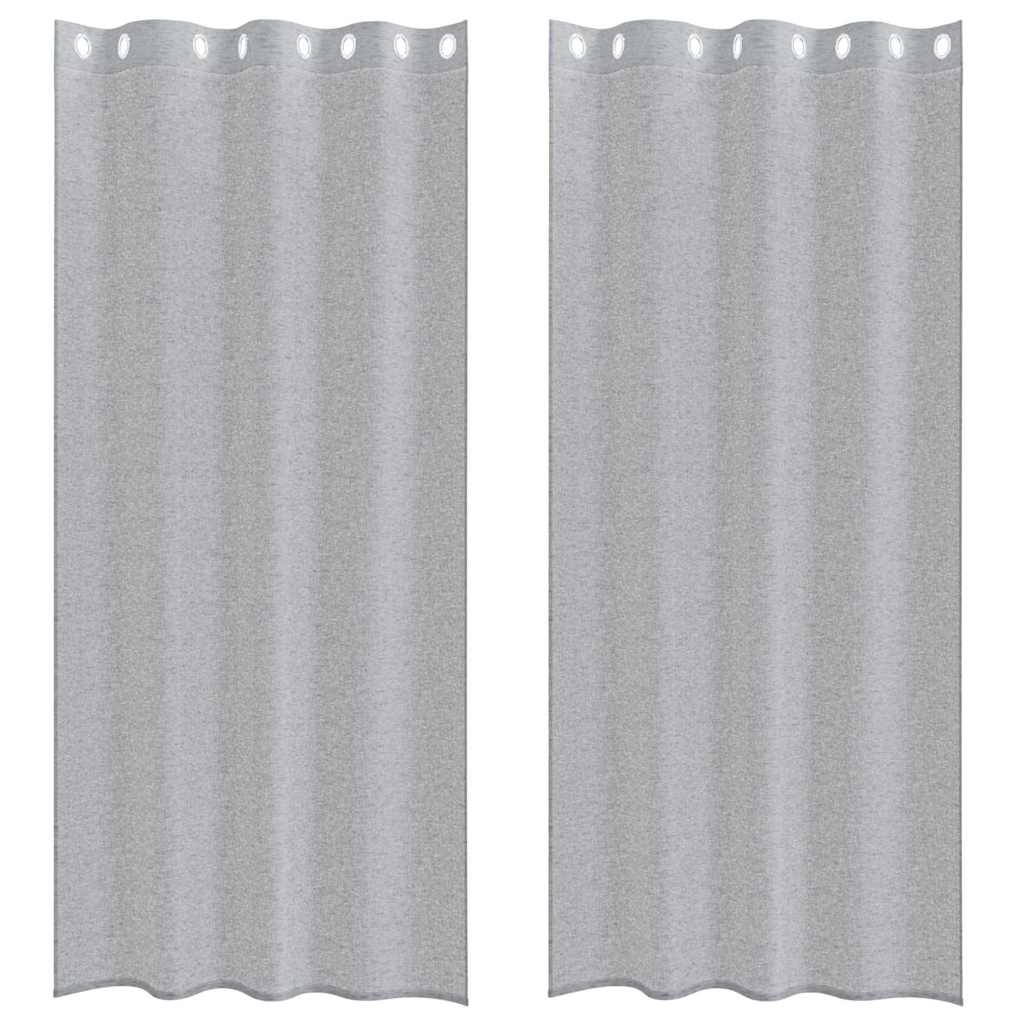 Curtains with Curtains 2 pcs Dark grey Polyester