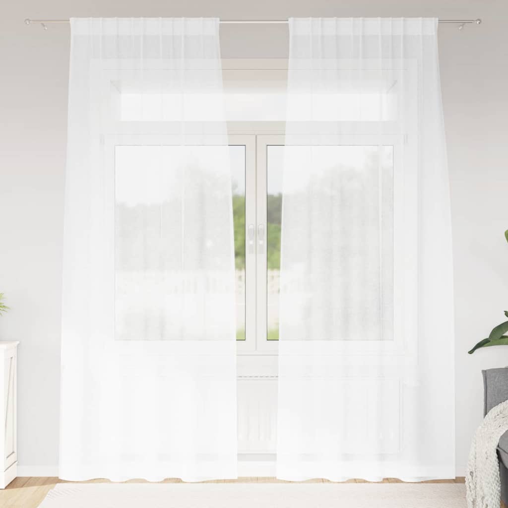 Curtains with Curtains 2 pcs White 140x260cm Polyester