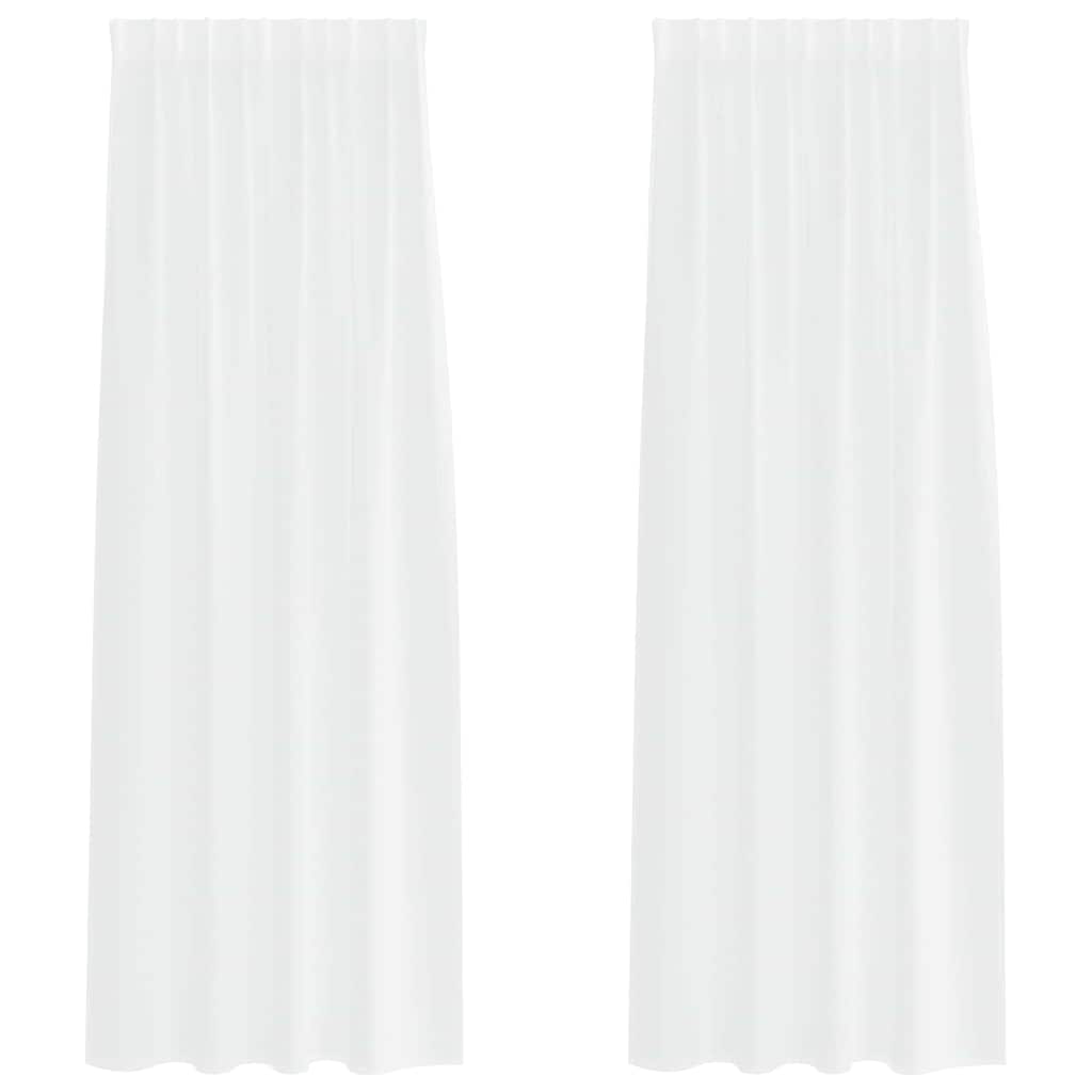 Curtains with Curtains 2 pcs White 140x260cm Polyester