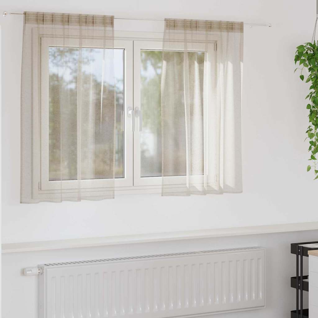 Curtains with Curtains 2 pcs Sand 140x140cm Polyester