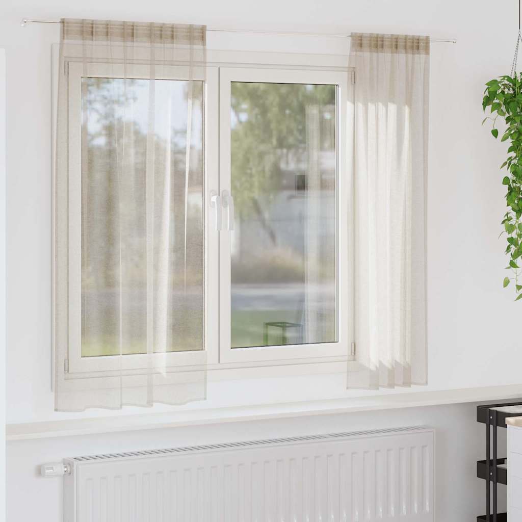 Curtains with Curtains 2 pcs Sand 140x175cm Polyester