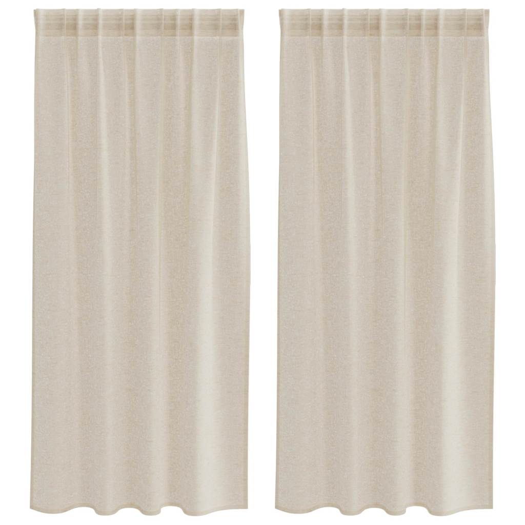 Curtains with Curtains 2 pcs Sand 140x175cm Polyester