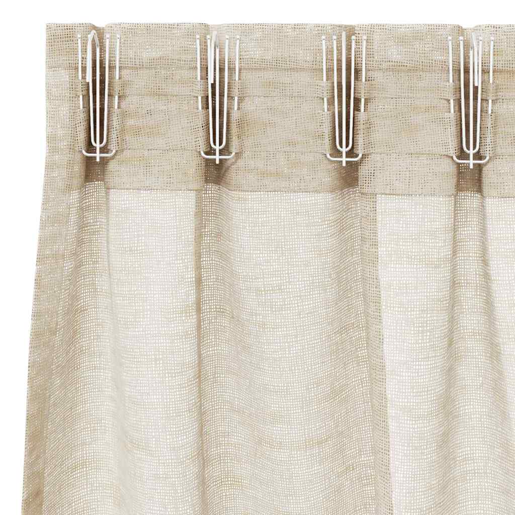 Curtains with Curtains 2 pcs Sand 140x225cm Polyester