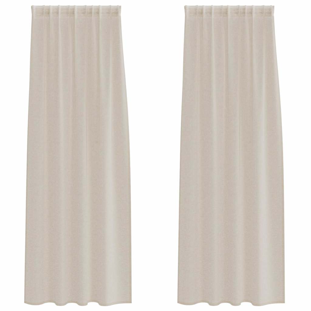 Curtains with Curtains 2 pcs Sand 140x225cm Polyester