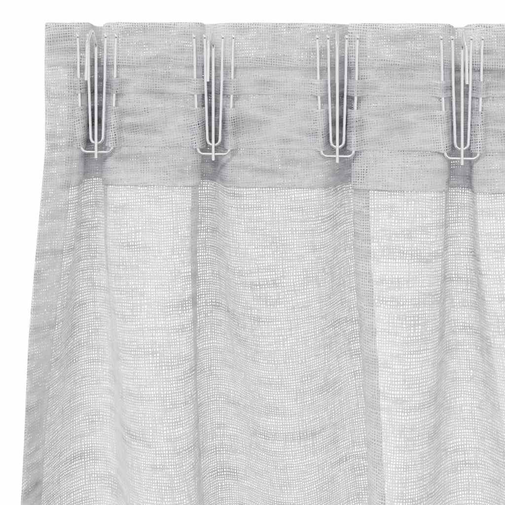 Curtains with Curtains 2 pcs Light grey 140x140cm Polyester