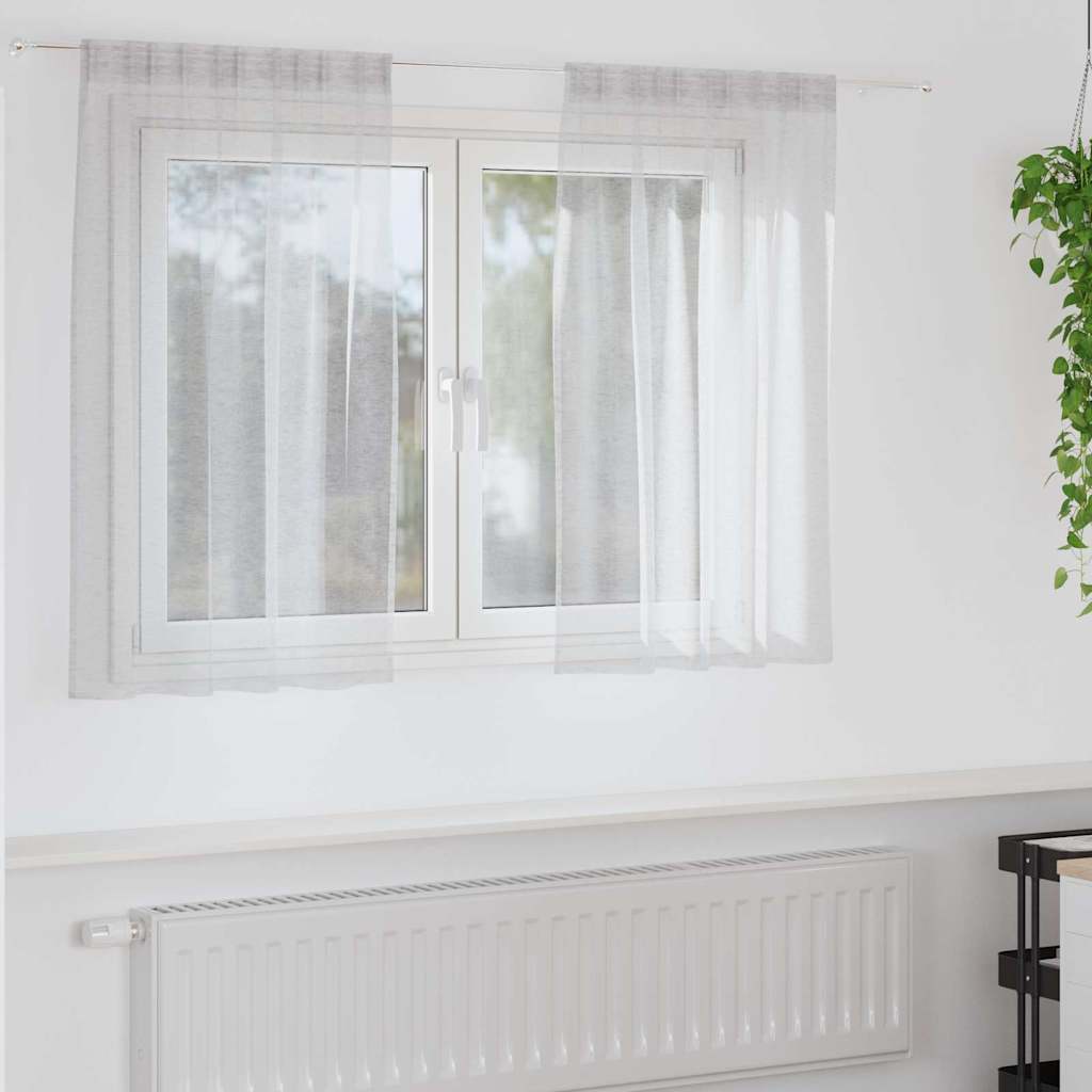 Curtains with Curtains 2 pcs Light grey 140x140cm Polyester