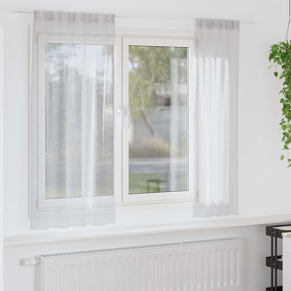 Curtains with Curtains 2 pcs Light grey 140x175cm Polyester