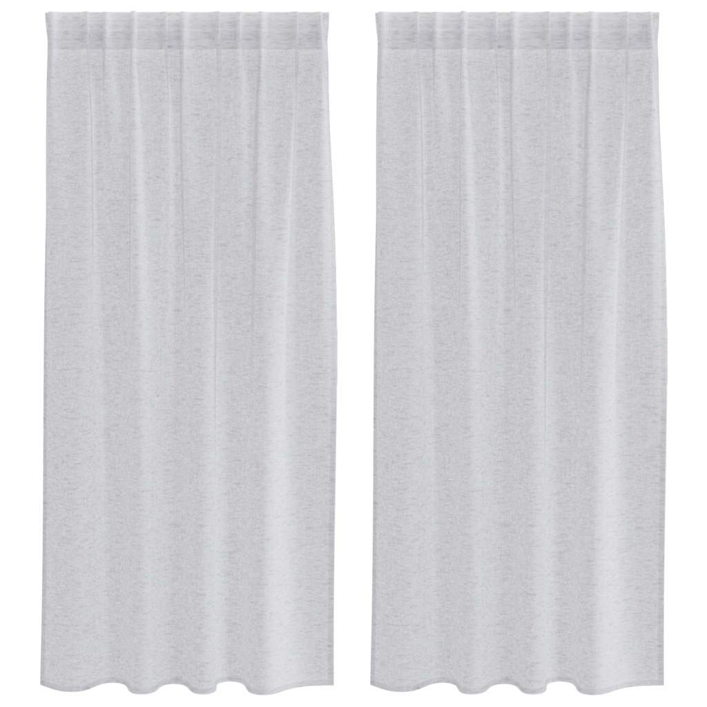 Curtains with Curtains 2 pcs Light grey 140x175cm Polyester