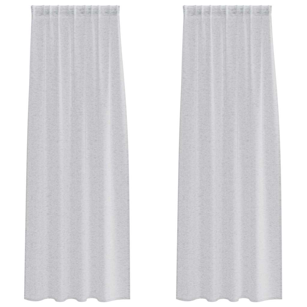 Curtains with Curtains 2 pcs Light grey 140x245cm Polyester