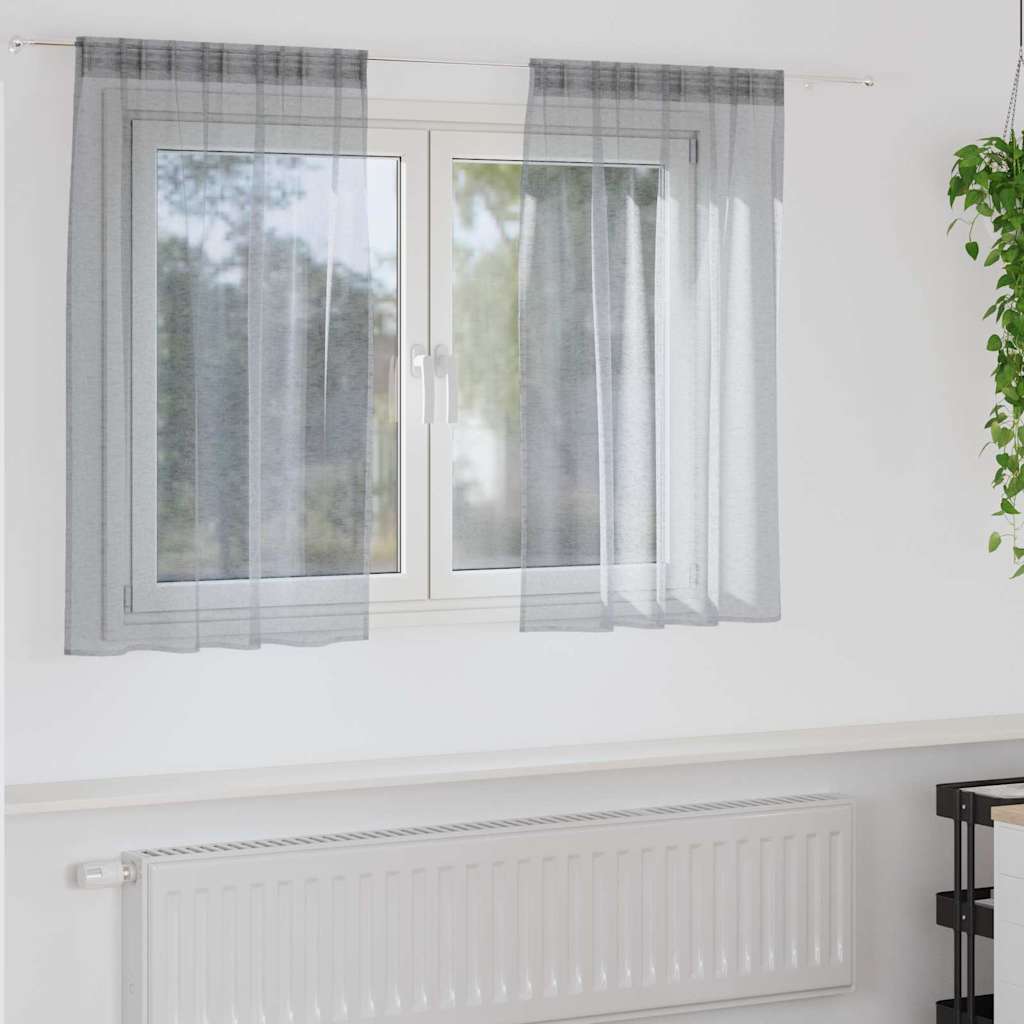 Curtains with Curtains 2 pcs Dark grey 140x140cm Polyester