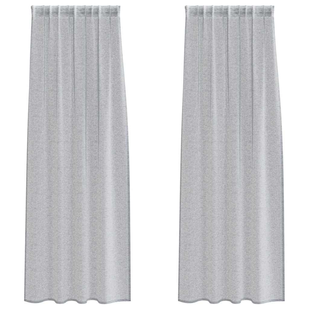Curtains with Curtains 2 pcs Dark grey 140x245cm Polyester