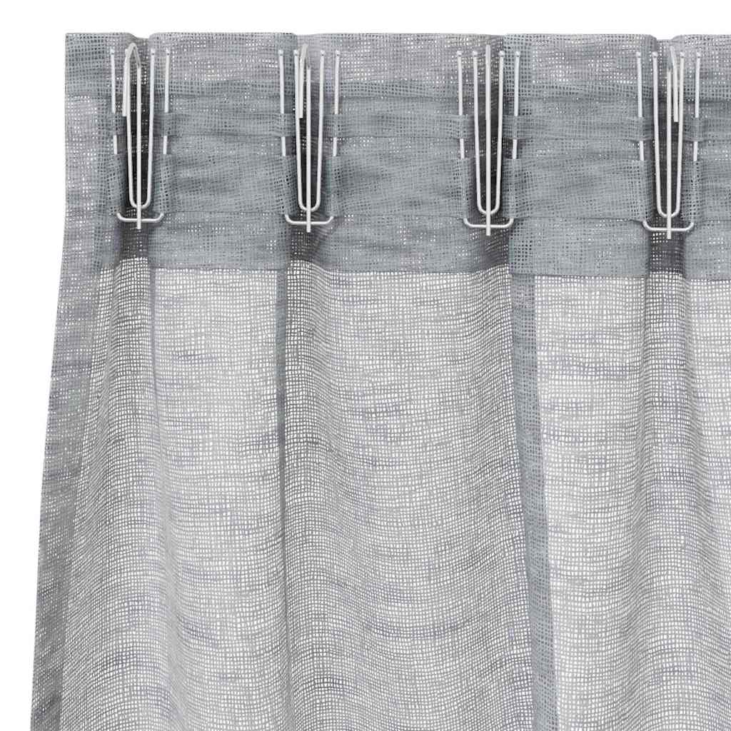 Curtains with Curtains 2 pcs Dark grey 140x260cm Polyester