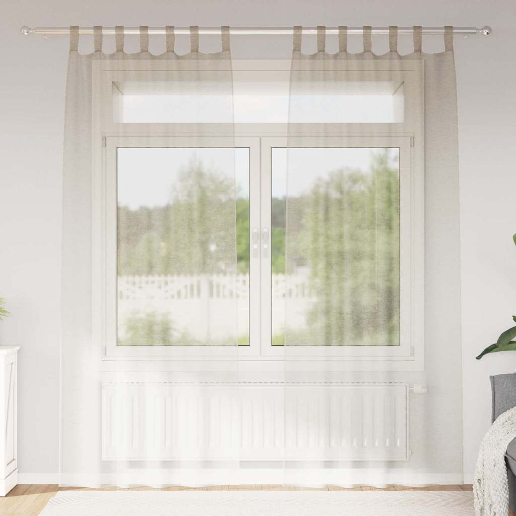 Curtains with Curtains 2 pcs Sand 140x260cm Polyester