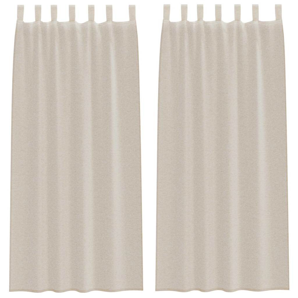 Curtains with Curtains 2 pcs Sand 140x260cm Polyester