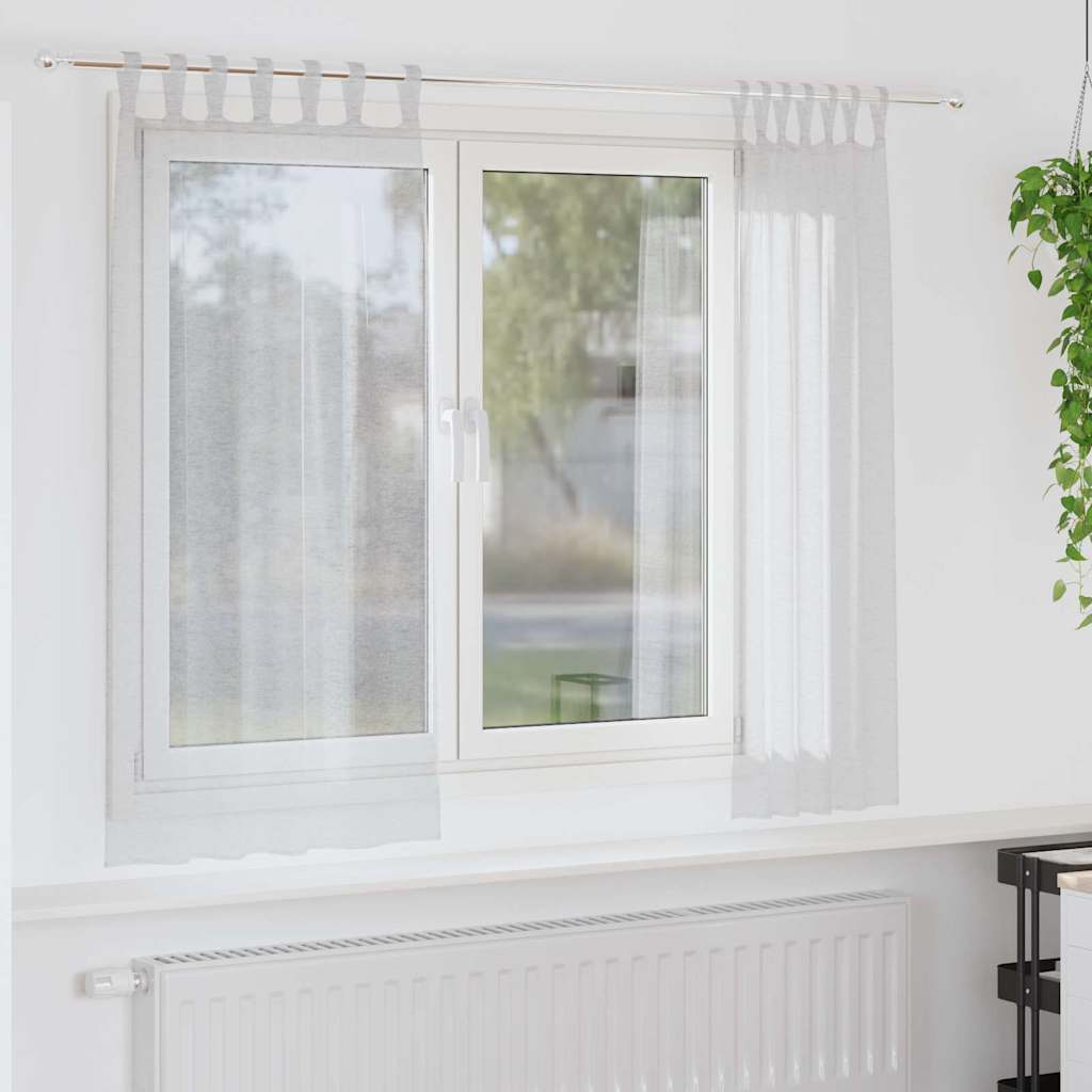 Curtains with Curtains 2 pcs Light grey 140x175cm Polyester