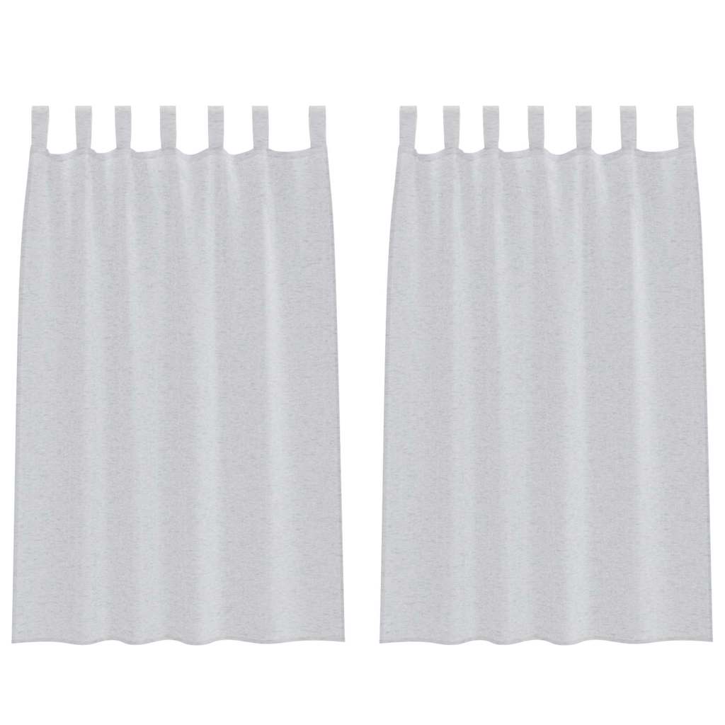 Curtains with Curtains 2 pcs Light grey 140x175cm Polyester