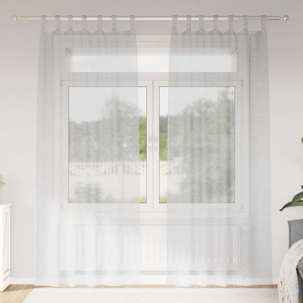 Curtains with Curtains 2 pcs Light grey 140x225cm Polyester