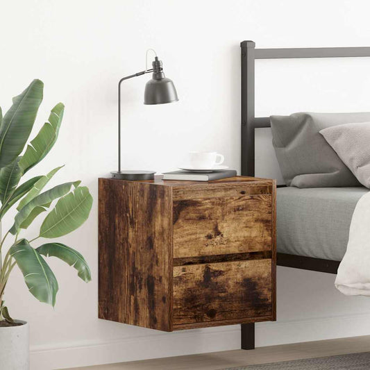 Wall-mounted Bedside Cabinet Smoked Oak 38x34x40 cm