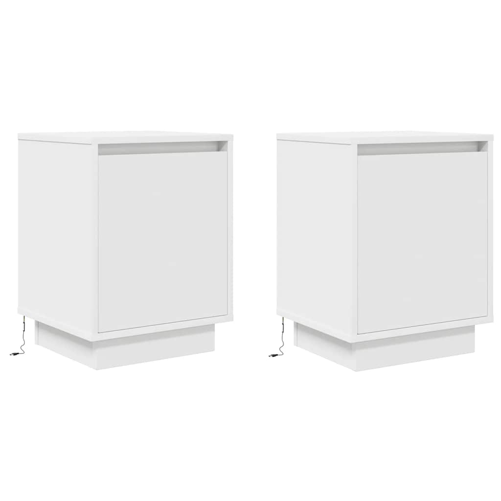 Bedside Cabinets with LED Lights 2 pcs White 38x34x50 cm