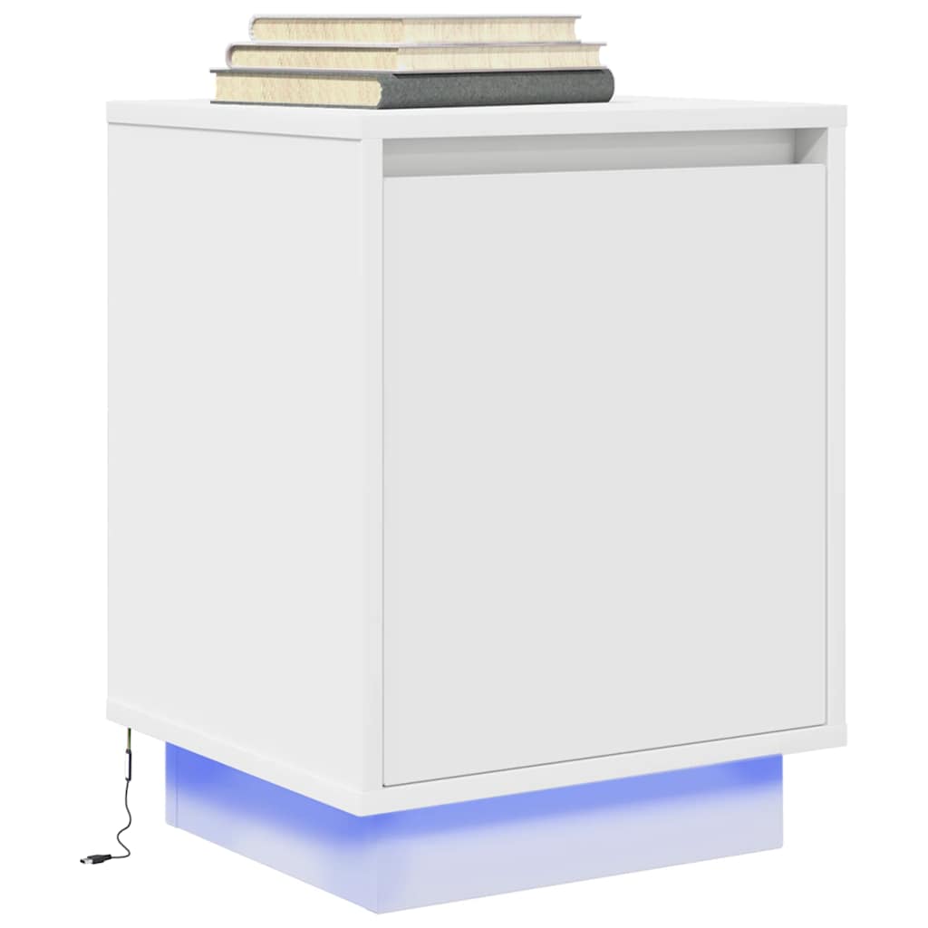 Bedside Cabinets with LED Lights 2 pcs White 38x34x50 cm