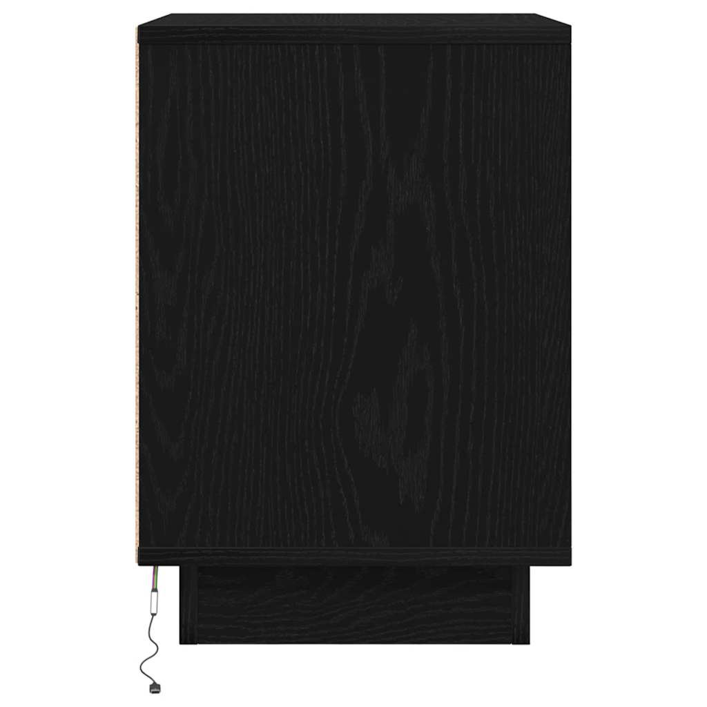 Bedside Cabinets with LED Lights 2 pcs Black 38x34x50 cm