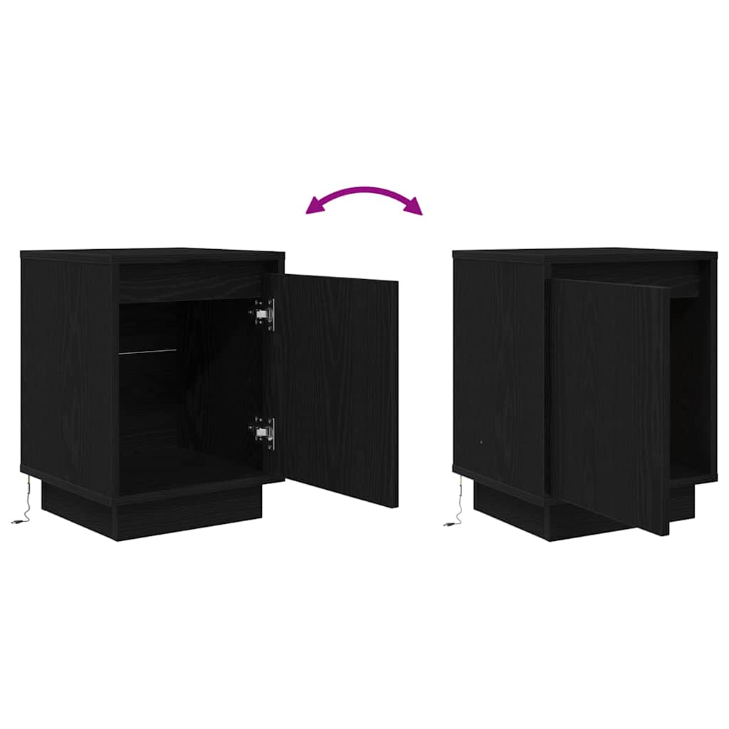 Bedside Cabinets with LED Lights 2 pcs Black 38x34x50 cm