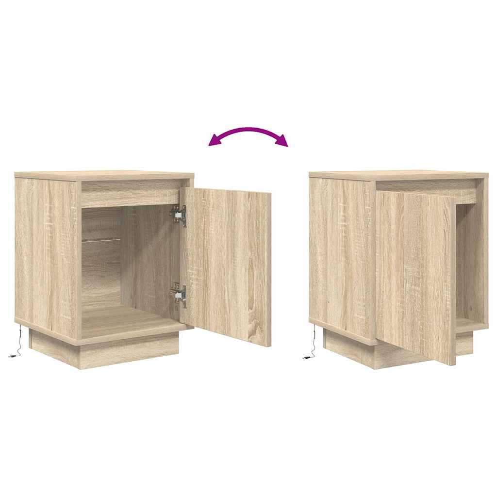 Bedside Cabinet with LED Lights Sonoma Oak 38x34x50 cm