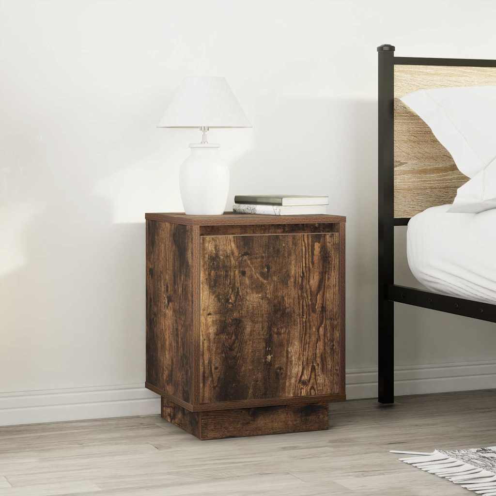 Bedside Cabinets with LED Lights 2 pcs Smoked Oak 38x34x50 cm