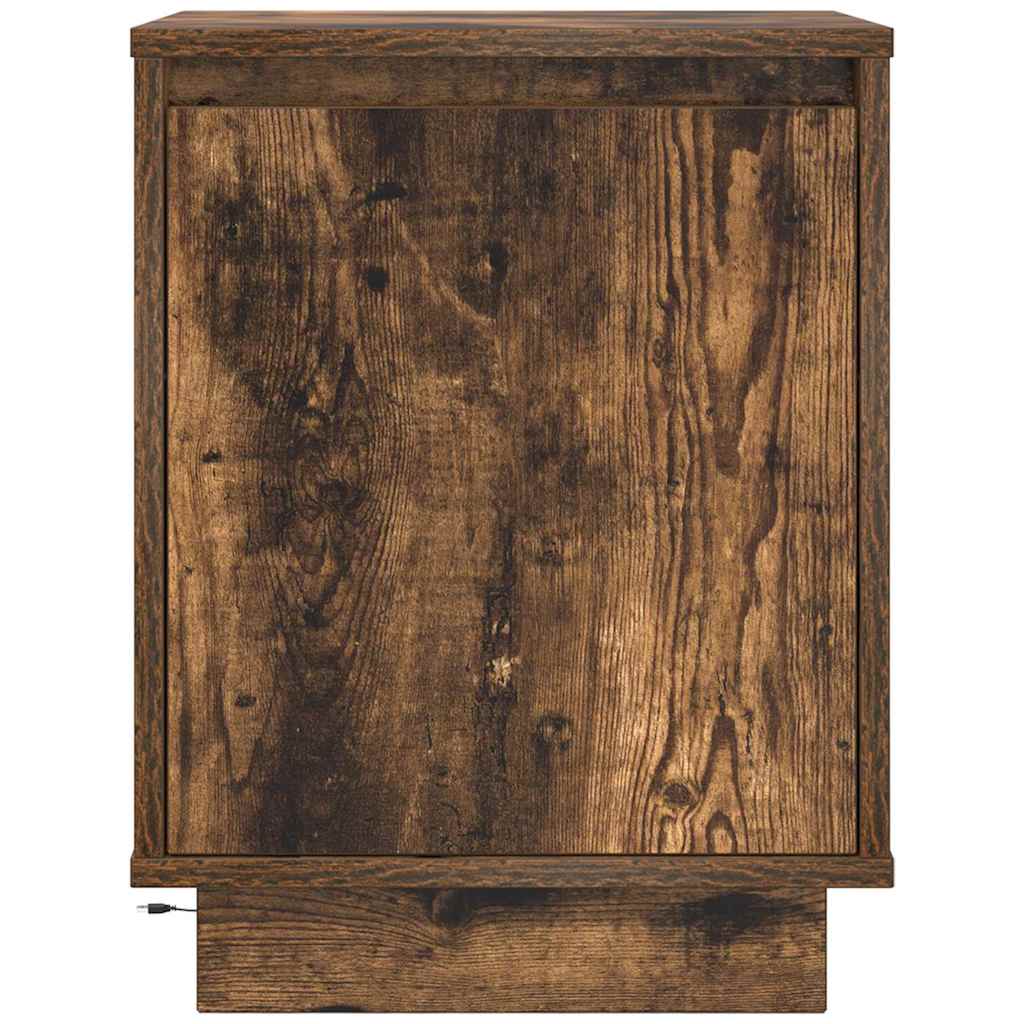 Bedside Cabinets with LED Lights 2 pcs Smoked Oak 38x34x50 cm