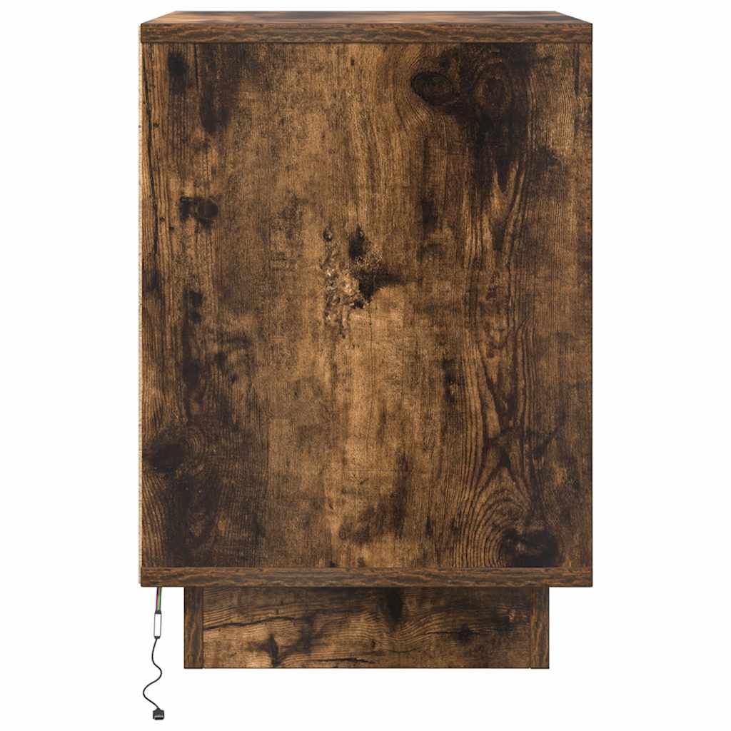 Bedside Cabinets with LED Lights 2 pcs Smoked Oak 38x34x50 cm