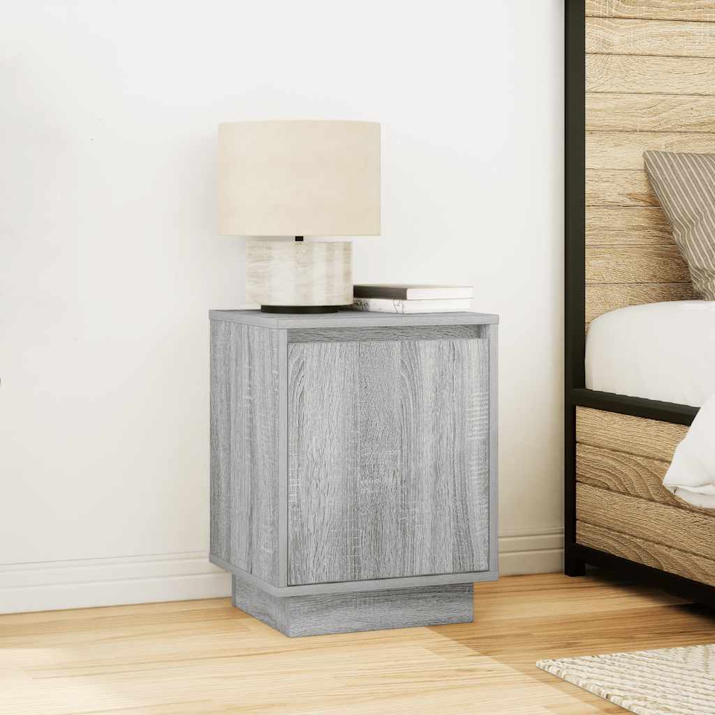 Bedside Cabinets with LED Lights 2 pcs Grey Sonoma 38x34x50 cm